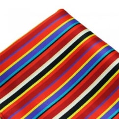 Red, Blue, Yellow & White Striped Pocket Square Handkerchief
