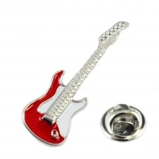 Red Electric Guitar Lapel Pin Badge