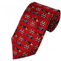 Red Formula One Racing Cars Silk Tie