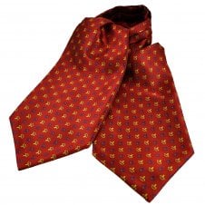 Red, Gold & Purple Fleur De Lis Patterned Day Cravat