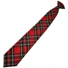 Red, Green, Blue, White & Yellow Tartan Wool Blend Men's Clip On Tie