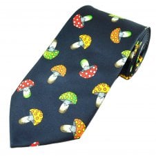 Red, Green, Yellow, Spotted Mushrooms Navy Blue Men's Novelty Tie