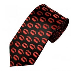 Red Lips on Black Novelty Tie