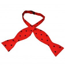 Red & Navy Blue Polka Dot Men's Silk Self Tie Bow Tie