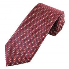 Red, Navy Blue & Silver Patterned Men's Tie