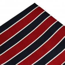 Red, Navy Blue & White Striped Pocket Square Handkerchief