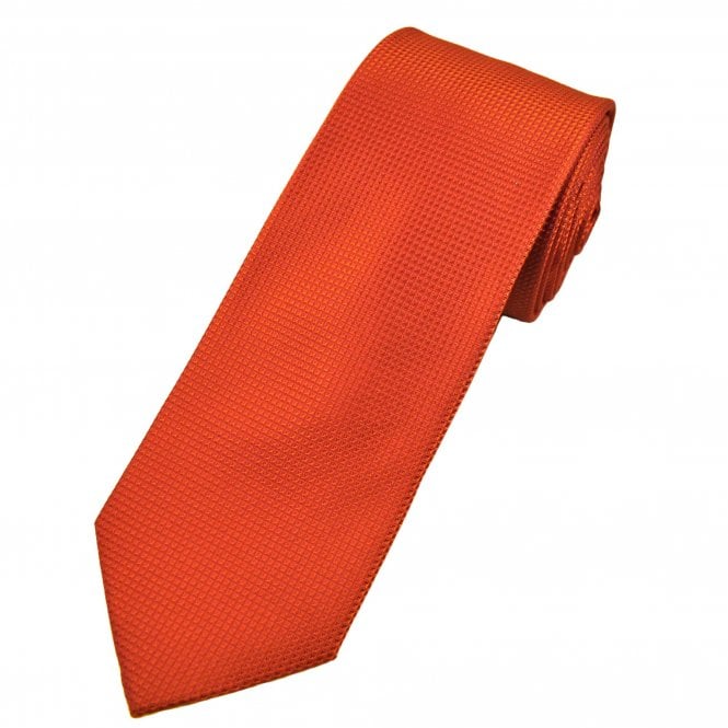 Red & Orange Waffle Effect Micro Pattern Men's Silk Tie