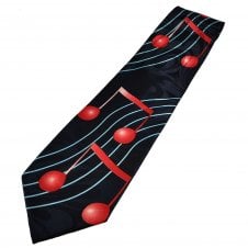 Red Quaver Music Notes on Navy Blue Men's Novelty Tie