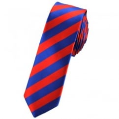 Red & Royal Blue Striped Skinny Tie