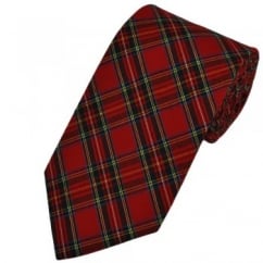 Red Royal Stewart Tartan Patterned Tie by Van Buck