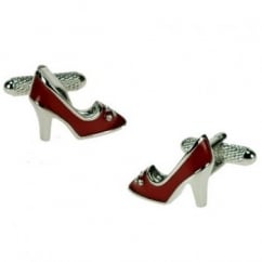 Red Shoes With Crystal Novelty Cufflinks
