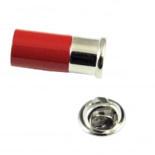 Red Shotgun Cartridge Lapel Pin Badge