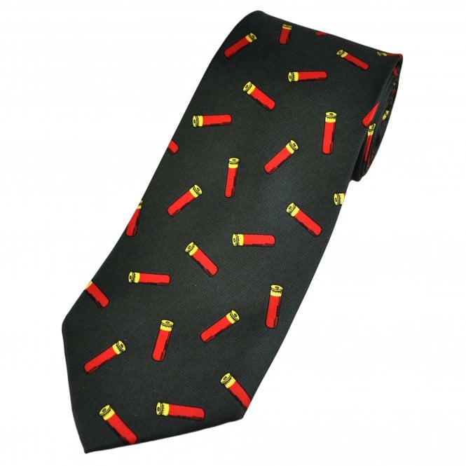 Red Shotgun Cartridges Green Men's Novelty Silk Tie