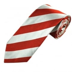 Red & Silver Striped Men's Silk Tie