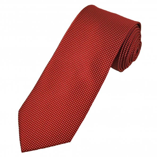 Red & Silver White Micro Pattern Men's Tie