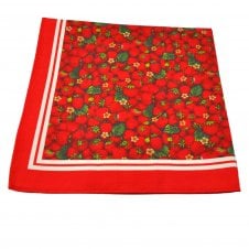 Red Strawberries 100% Cotton Pocket Square Handkerchief