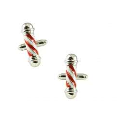 Red & White Barber's Pole Novelty Cufflinks