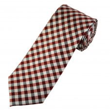 Red, White & Black Checked Luxury Silk Men's Tie