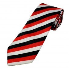 Red, White & Black Striped Men's Tie