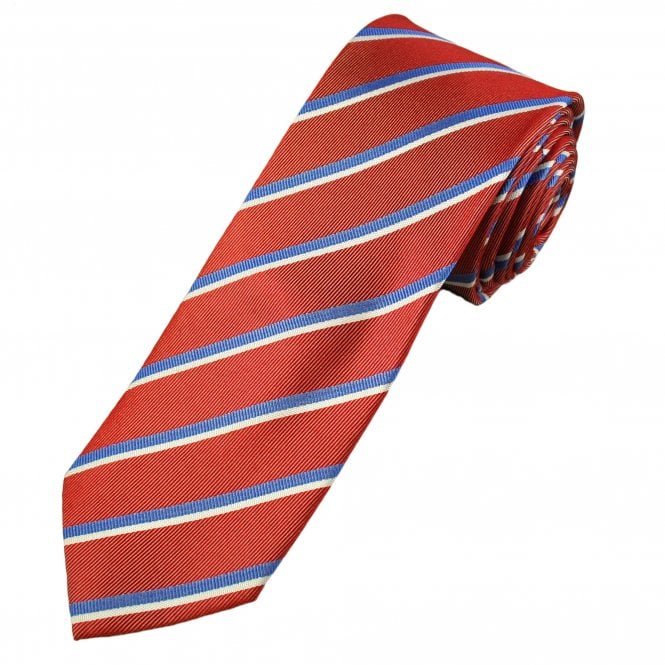 Red, White & Blue Striped Luxury Men's Silk Tie