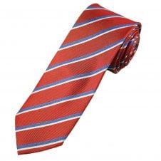 Red, White & Blue Striped Luxury Men's Silk Tie