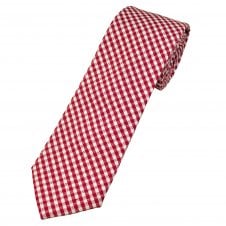 Red & White Gingham Check 100% Cotton Tie by Lupi Romani