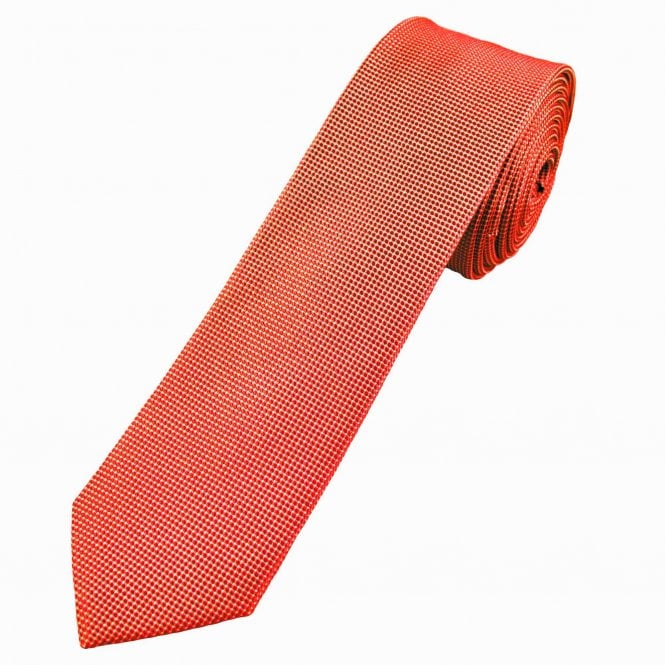 Red & White Micro Patterned Men's Silk Skinny Tie