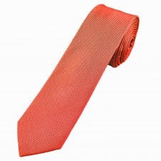 Red & White Micro Patterned Men's Silk Skinny Tie