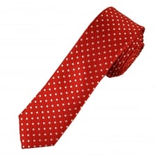 Red & White Polka Dot Boys Skinny Tie