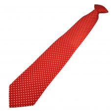 Red & White Polka Dot Men's Clip On Tie