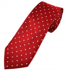Red & White Polka Dot Men's Extra Long Tie