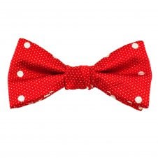 Red & White Polka Dot Men's Silk Bow Tie