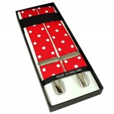 Red & White Polka Dot Men's Trouser Braces