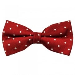 Red & White Polka Dot Silk Bow Tie