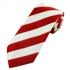 Red & White Repp Striped Men's Tie