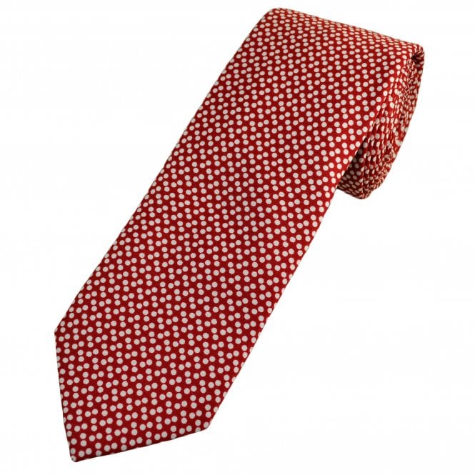 Red & White Scattered Polka Dot Men's Tie