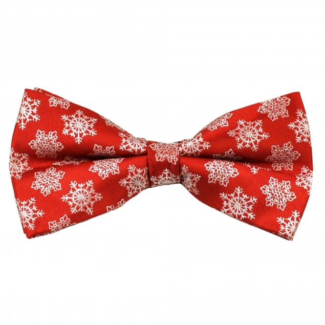 Red & White Snowflake Novelty Christmas Bow Tie