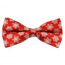 Red & White Snowflake Novelty Christmas Bow Tie
