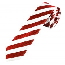 Red & White Striped Boys Skinny Tie