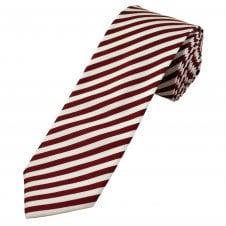 Red & White Striped Cotton Men's Narrow Tie