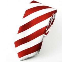 Red & White Thin Striped Skinny Tie