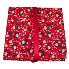 Red, White, Yellow & Grey Flower Patterned Pocket Square Handkerchief