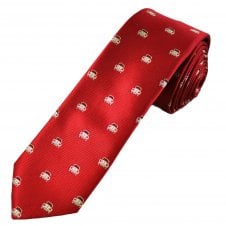 Red with Silver Cars Luxury Men's Skinny Tie