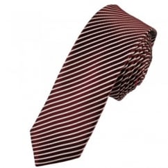 Red With White Stripes Skinny Tie