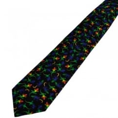 Red, Yellow, Blue & Green Gecko Lizards Novelty Silk Tie