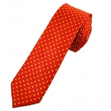 Red & Yellow Polka Dot Men's Skinny Tie