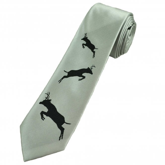 Reindeer Silver Men's Skinny Tie