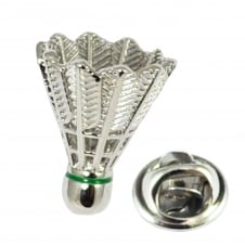 Rhodium Plated Badminton Shuttlecock Lapel Pin Badge
