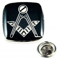 Rhodium Plated & Black Masonic Lapel Pin Badge