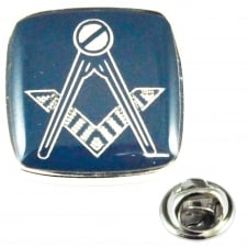 Rhodium Plated & Blue Masonic Lapel Pin Badge